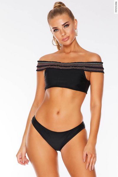 Black Bardot Bikini Top